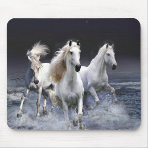 Horses running throw pillow mouse mat