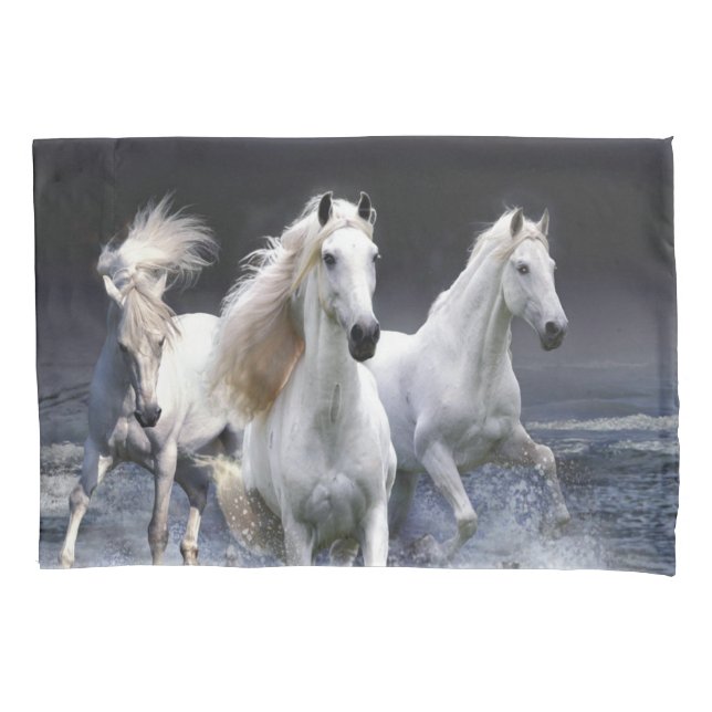 Horses running  throw pillow pillowcase (Front-Left)