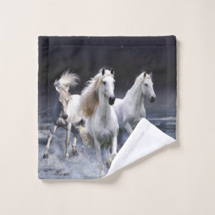 Horses running  throw pillow wash cloth