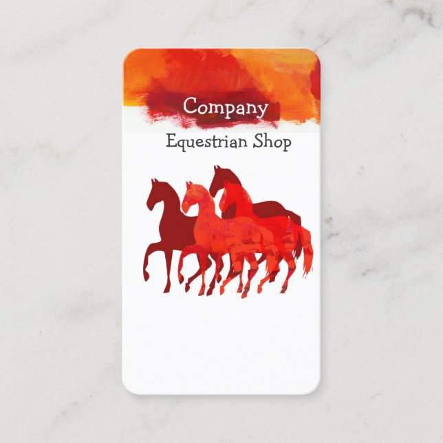 Horses Running Watercolor Horseback Artistic Business Card (Front)
