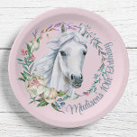 Horses saddle up cowgirl birthday personalised paper plate<br><div class="desc">Horses saddle up cowgirl birthday party personalised paper plates template. Very nice for horse lovers party.</div>