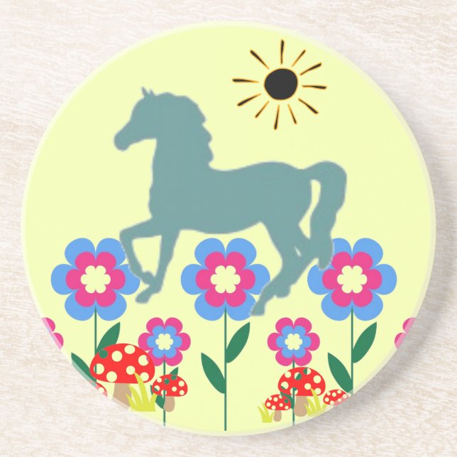 Horses Sandstone Coaster (Front)