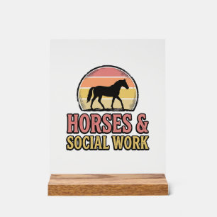 Horses & Social Work Retro Sunset Vector Design_1 Acrylic Sign