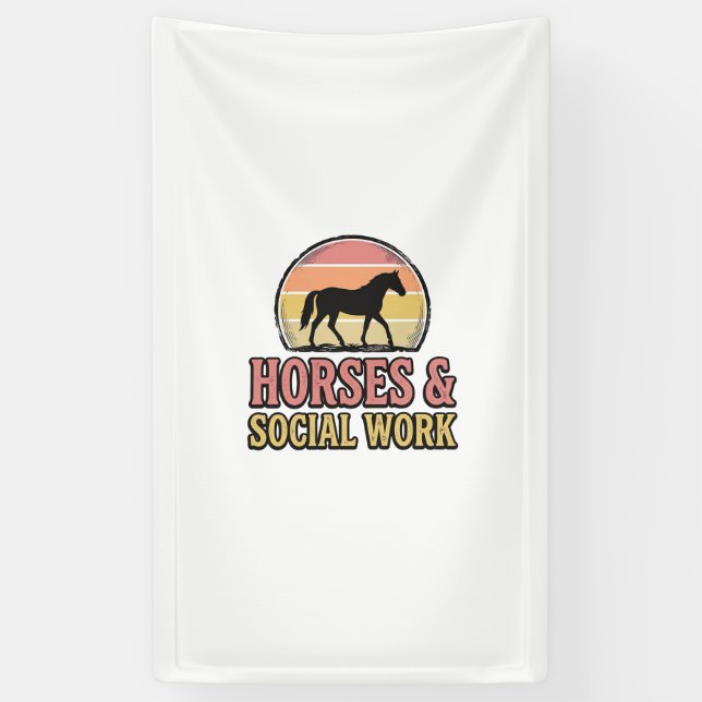 Horses & Social Work Retro Sunset Vector Design_1 Banner (Vertical)