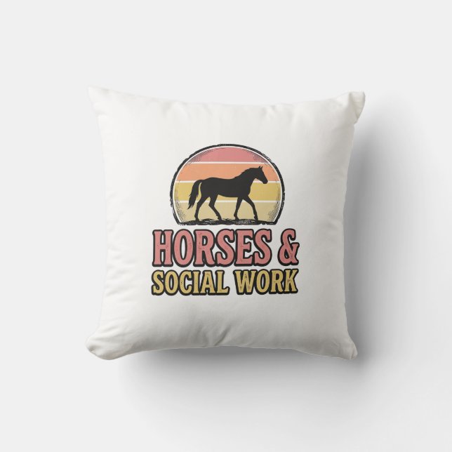 Horses & Social Work Retro Sunset Vector Design_1 Cushion (Front)
