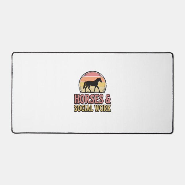 Horses & Social Work Retro Sunset Vector Design_1 Desk Mat (Front)