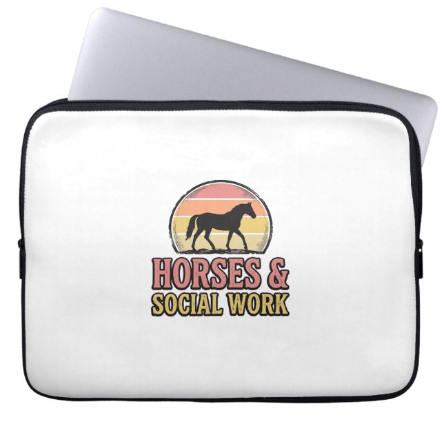 Horses & Social Work Retro Sunset Vector Design_1 Laptop Sleeve (Front)