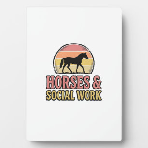 Horses & Social Work Retro Sunset Vector Design_1 Plaque
