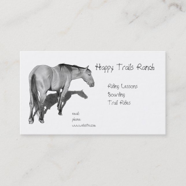 Horses, Stable, Riding, Lesson: Horses in Pencil Business Card (Front)