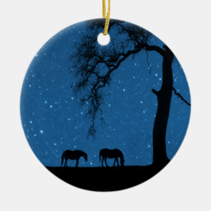 Horses Starry Night Chrustmas Ceramic Tree Decoration