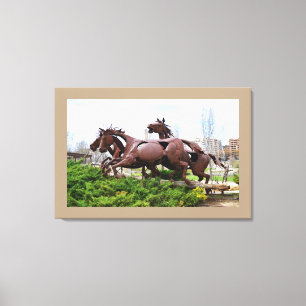 Horses statue canvas print