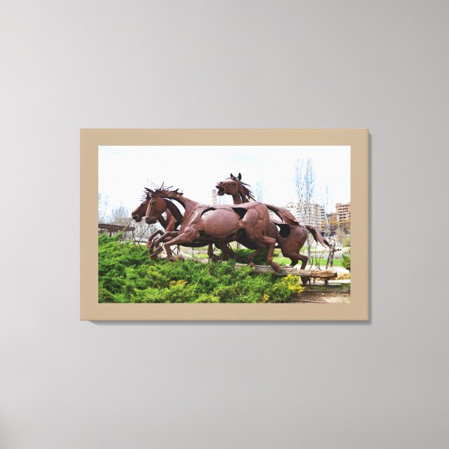 Horses statue canvas print (Front)