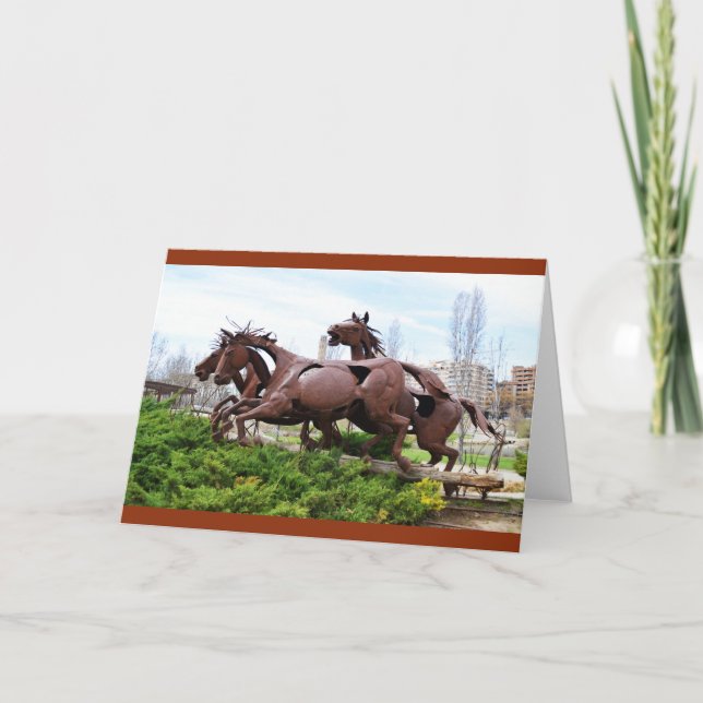 Horses statue holiday card (Front)