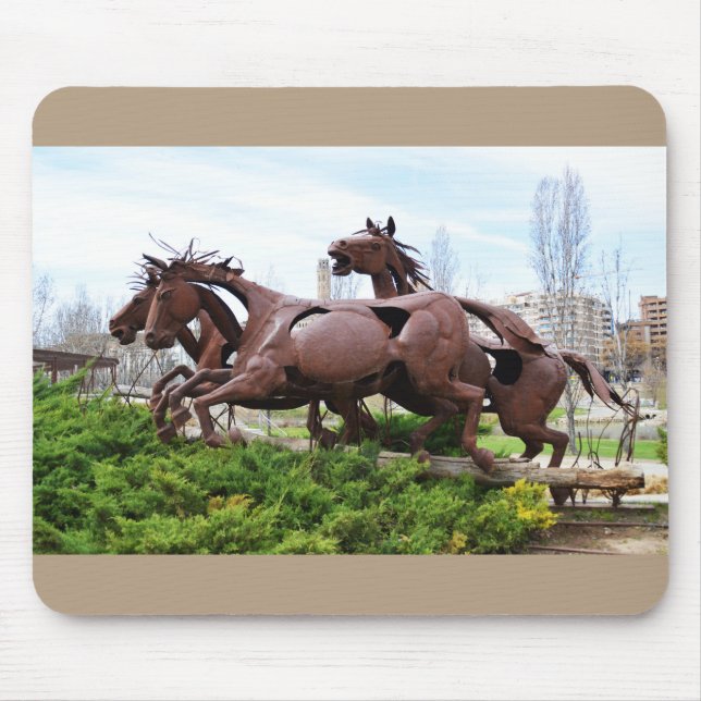 Horses statue mouse mat (Front)