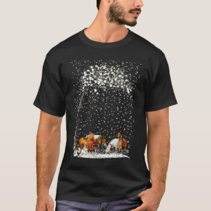 Horses Tree Winter Forest Snow T-Shirt