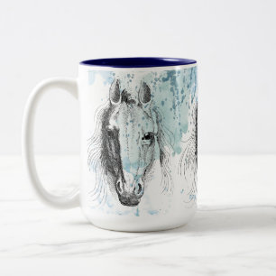 Horses Two-Tone Coffee Mug