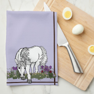 Horses Unicorn by figdewdrop kitchen towel 