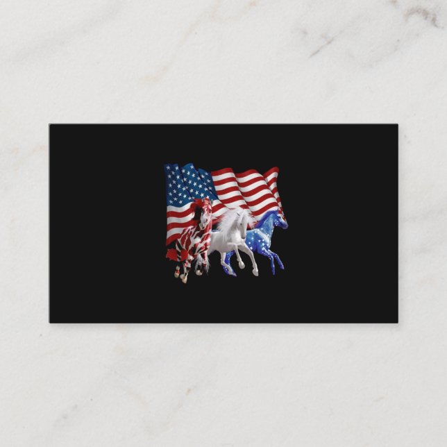Horses Usa American Flag Horse Business Card (Front)
