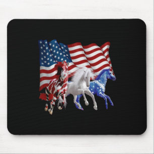 Horses Usa American Flag Horse Mouse Mat
