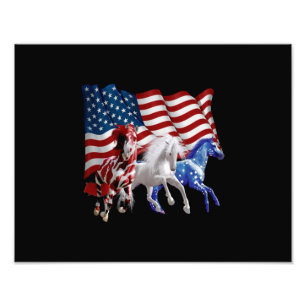 Horses Usa American Flag Horse Photo Print