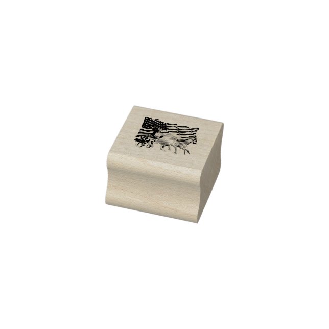 Horses Usa American Flag Horse Rubber Stamp (Stamp)