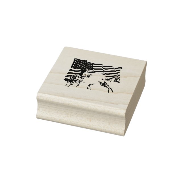 Horses Usa American Flag Horse Rubber Stamp (Stamp)