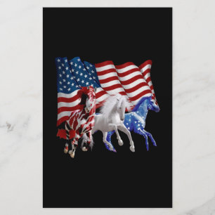 Horses Usa American Flag Horse Stationery