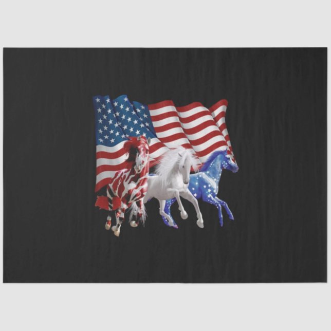 Horses Usa American Flag Horse Tissue Paper (Front)