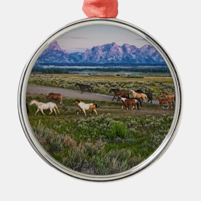 Horses Walk Metal Tree Decoration (Front)