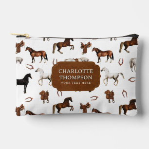 Horses Watercolor Horseshoe Horse Saddles Accessory Pouch