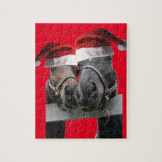 Horses wearing Santa Claus Hats Jigsaw Puzzle