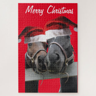 Horses wearing Santa Claus Hats Jigsaw Puzzle