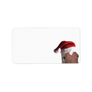 Horses wearing Santa Claus Hats Label