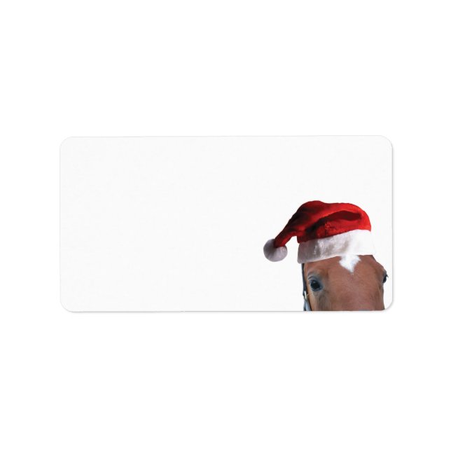 Horses wearing Santa Claus Hats Label (Front)
