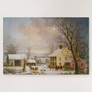 Horses Winter in the Country George Durrie Jigsaw Puzzle