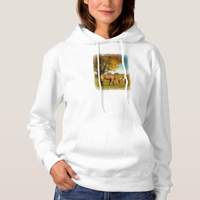Horses With Fall Colours Ladies Hoodie (Front)