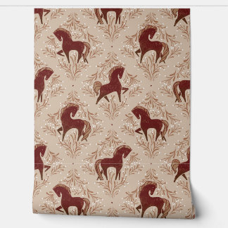Horses with floral elements wallpaper