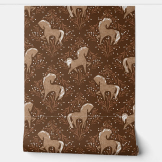 Horses with floral elements wallpaper