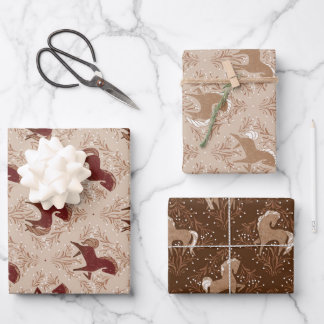 Horses with floral elements wrapping paper sheet