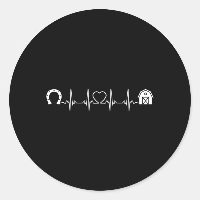 Horsescute Ss Cute Ss Barn Heartbeat Horseback Rid Classic Round Sticker (Front)