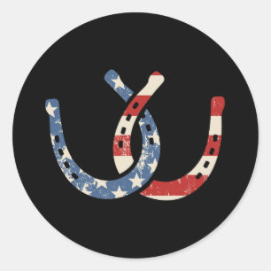 Horsescute Ss Cute Ss Flag July 4th Horseback Ridi Classic Round Sticker