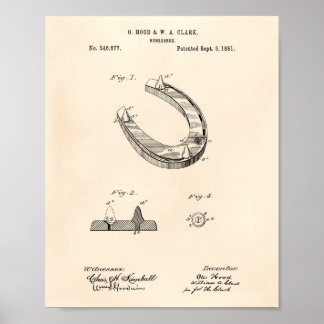Horseshoe 1881 Patent Art Old Peper Poster