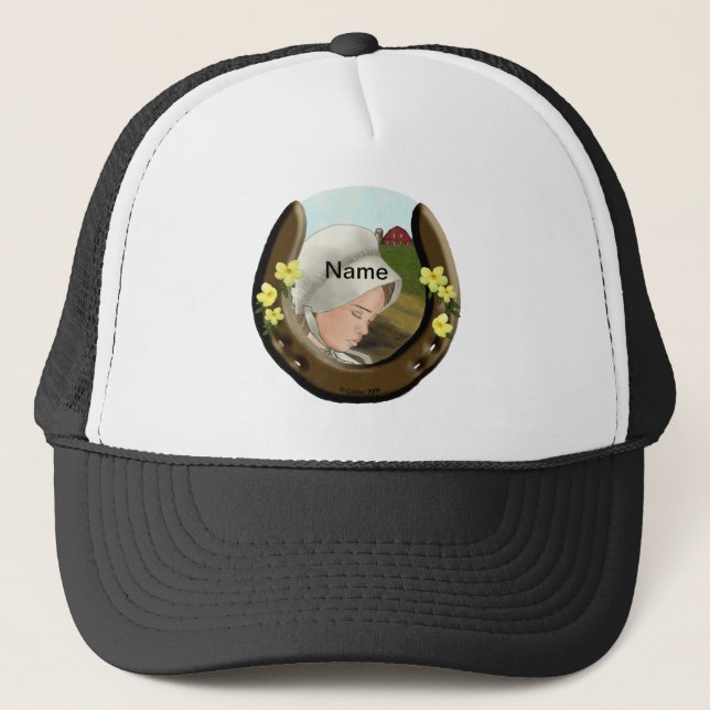 Horseshoe Amish Girl Trucker Hat (Front)