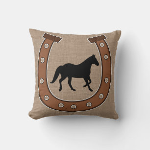 Horseshoe and Horse Monogram Throw Pillow