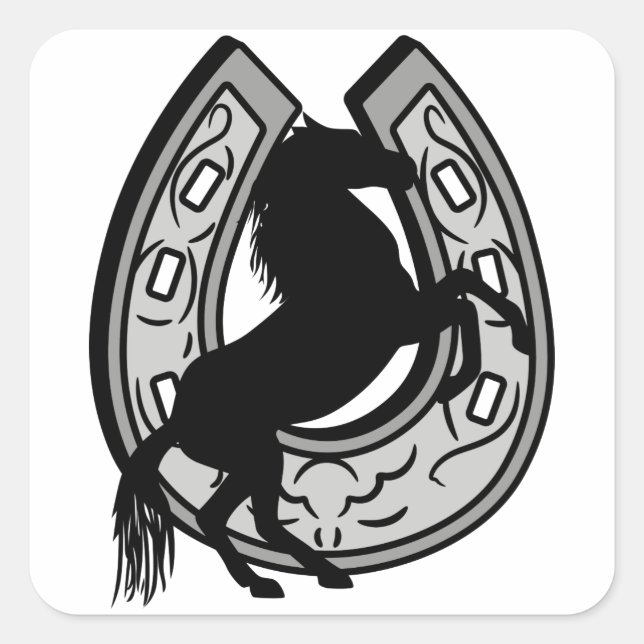 Horseshoe and Horse Square Sticker (Front)