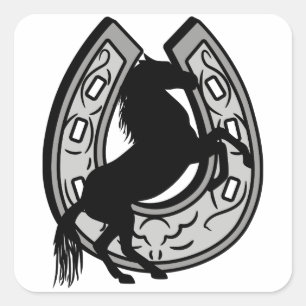 Horseshoe and Horse Square Sticker