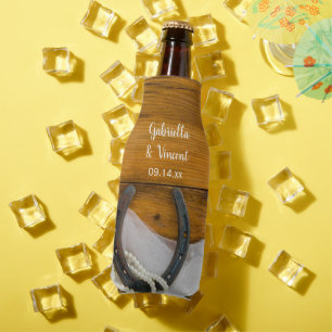 Horseshoe and Pearls Country Western Wedding Favou Bottle Cooler