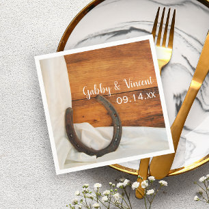Horseshoe and Satin Country Barn Wedding Napkin