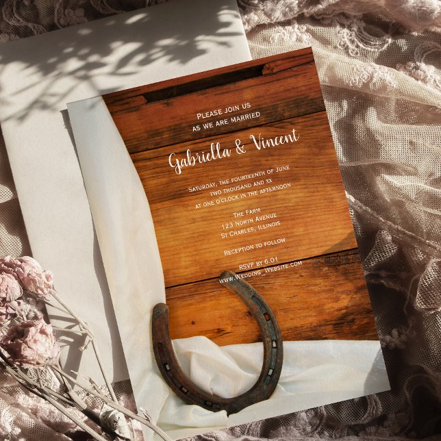 Horseshoe and Satin Country Western Wedding Invitation (Creator Uploaded)