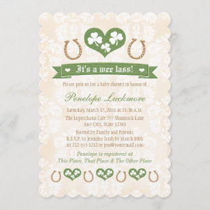Horseshoe and Shamrocks Baby Shower Invitation